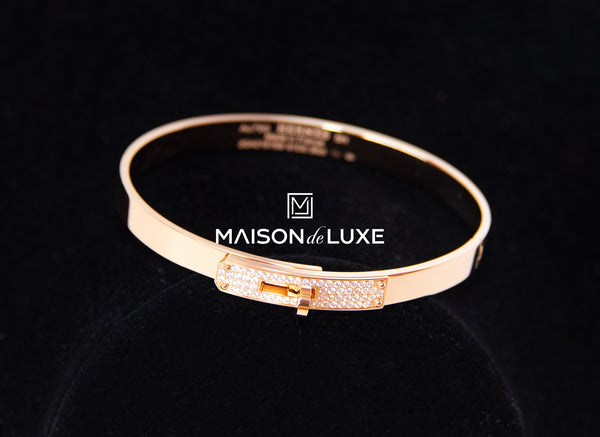 Hermès Kelly Bracelet Rose Gold Half Diamond SH – SukiLux