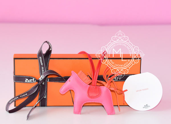 Hermes Orange Poppy & Zanzibar Rose Rodeo PM Bag Charm – Votre Luxe