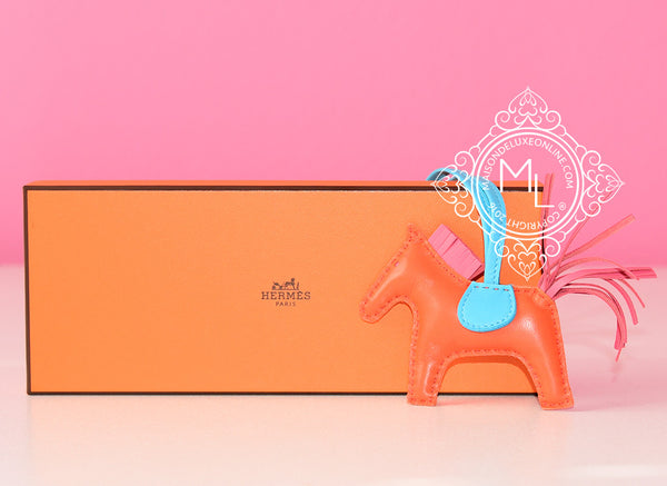 Hermès Orange Poppy Rodeo PM Charm, 2023 (Like New), Womens Handbag