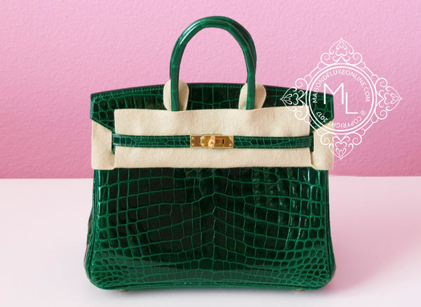 Birkin 25 alligator handbag Hermès Brown in Alligator - 23400566