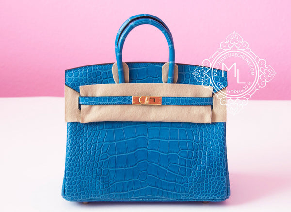 Hermes Kelly Handbag Mykonos Clemence with Gold Hardware 32 Blue