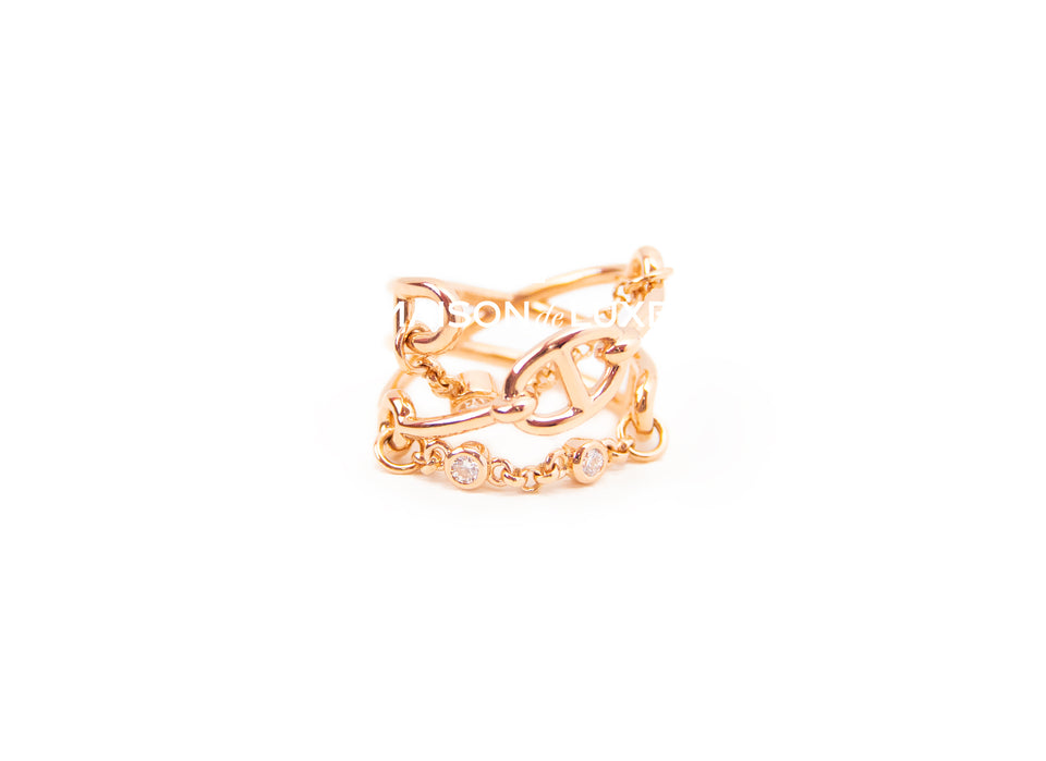 Hermes Rose Gold Alchimie Diamond Kelly GM Ring 50 - MAISON de LUXE