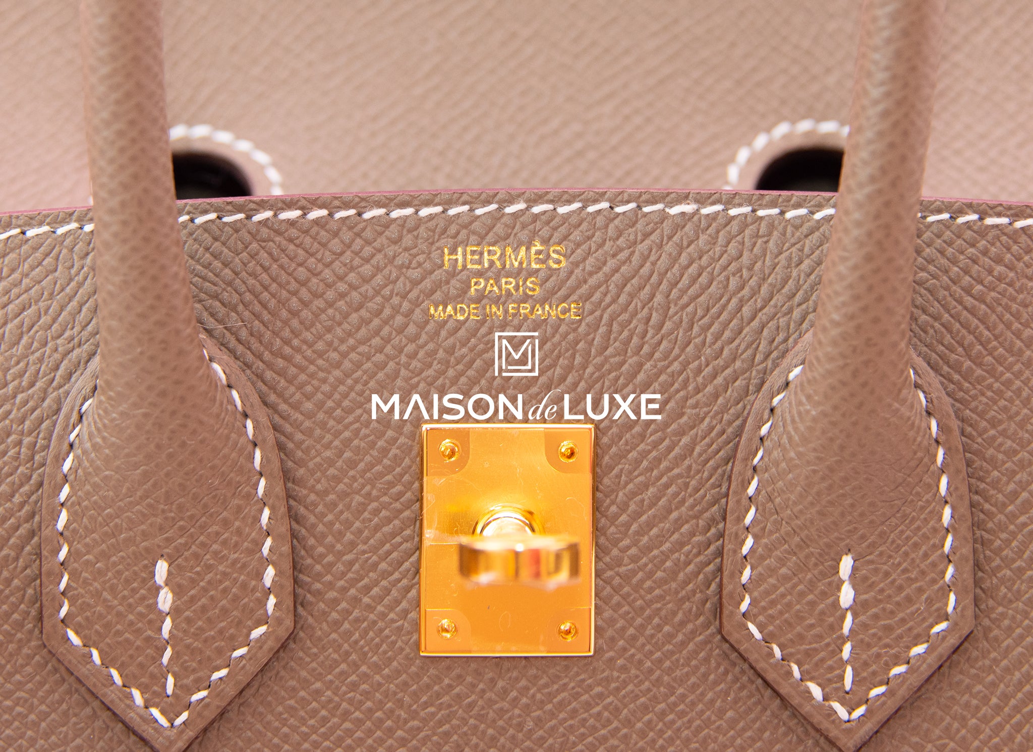 Hermes Birkin Sellier 25 Etoupe Gold Hardware Epsom Leather New w