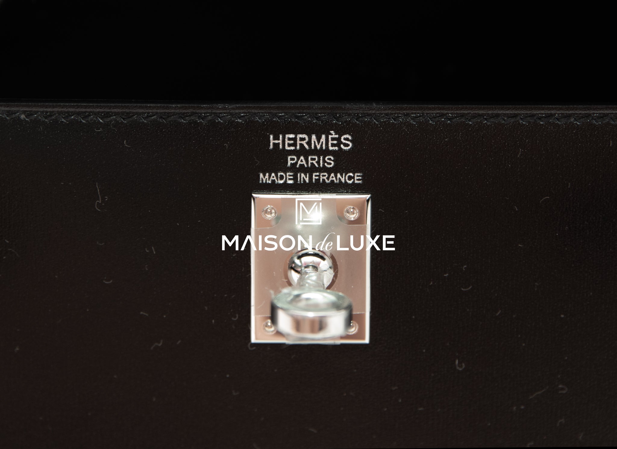 Hermes Kelly Sellier 25 Black Box Palladium Hardware