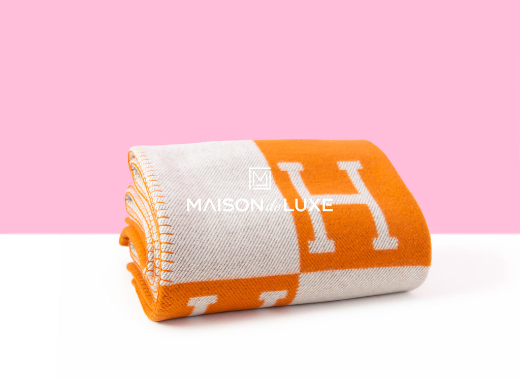 Hermes Potiron Orange Cashmere Avalon Blanket