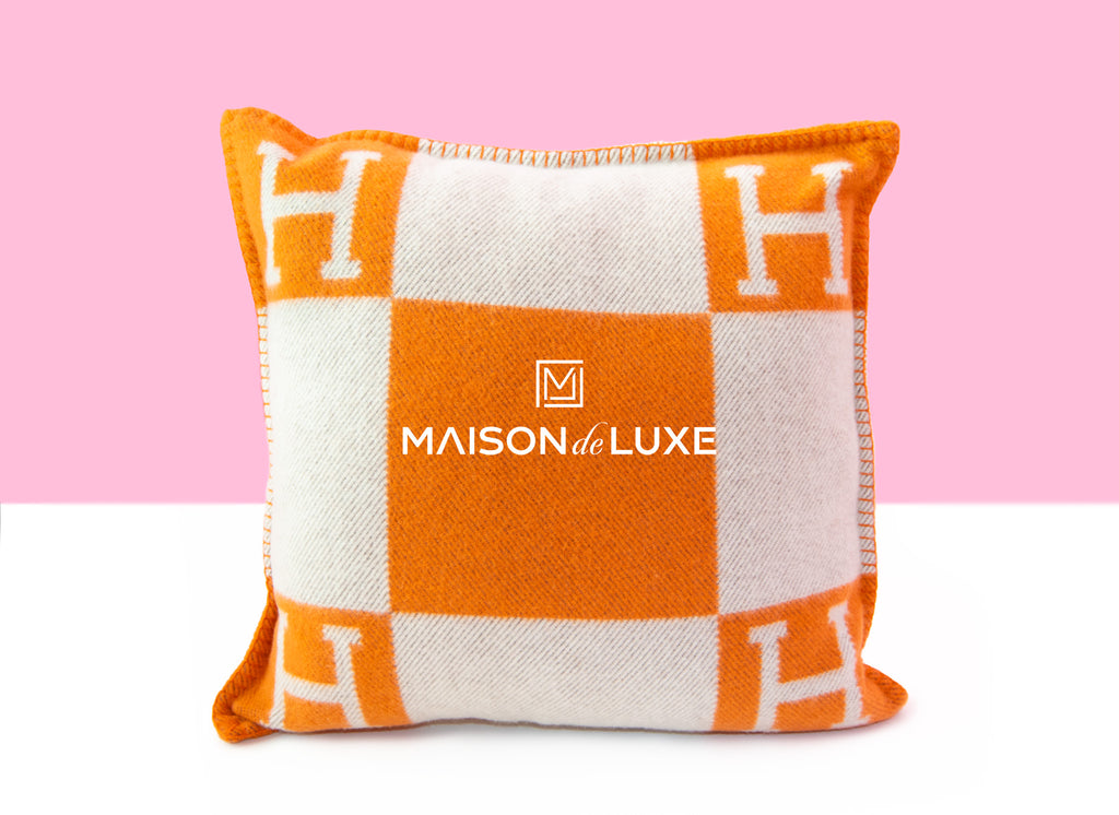 Hermes Potiron Cashmere Avalon Cushion Pillow