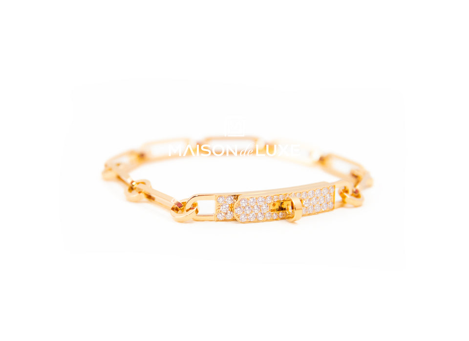 Hermes Yellow Gold Diamond Kelly Chaine Bracelet SH