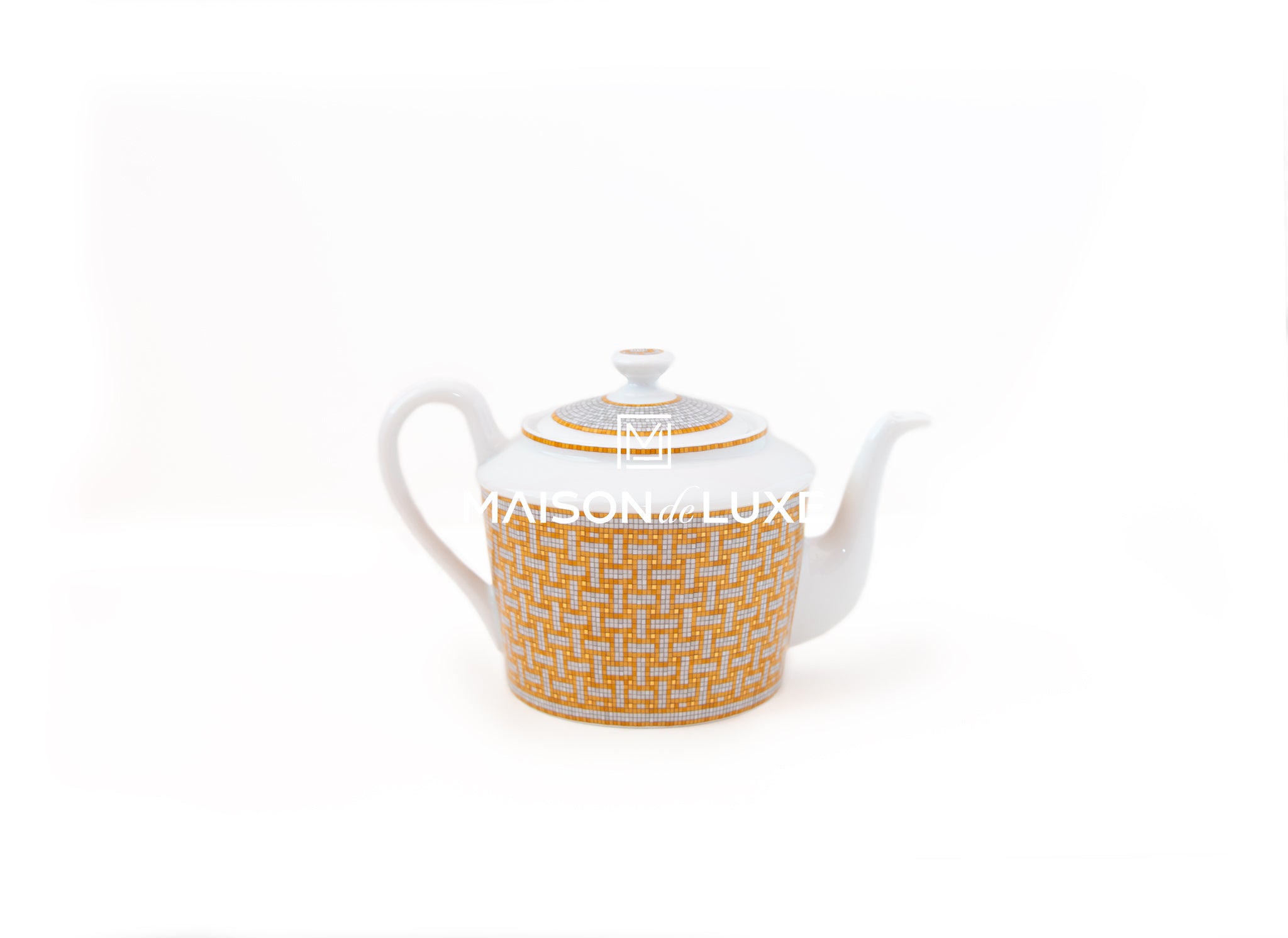 HERMES Mosaique au 24 gold Porcelain Tea Sugar box, small model New