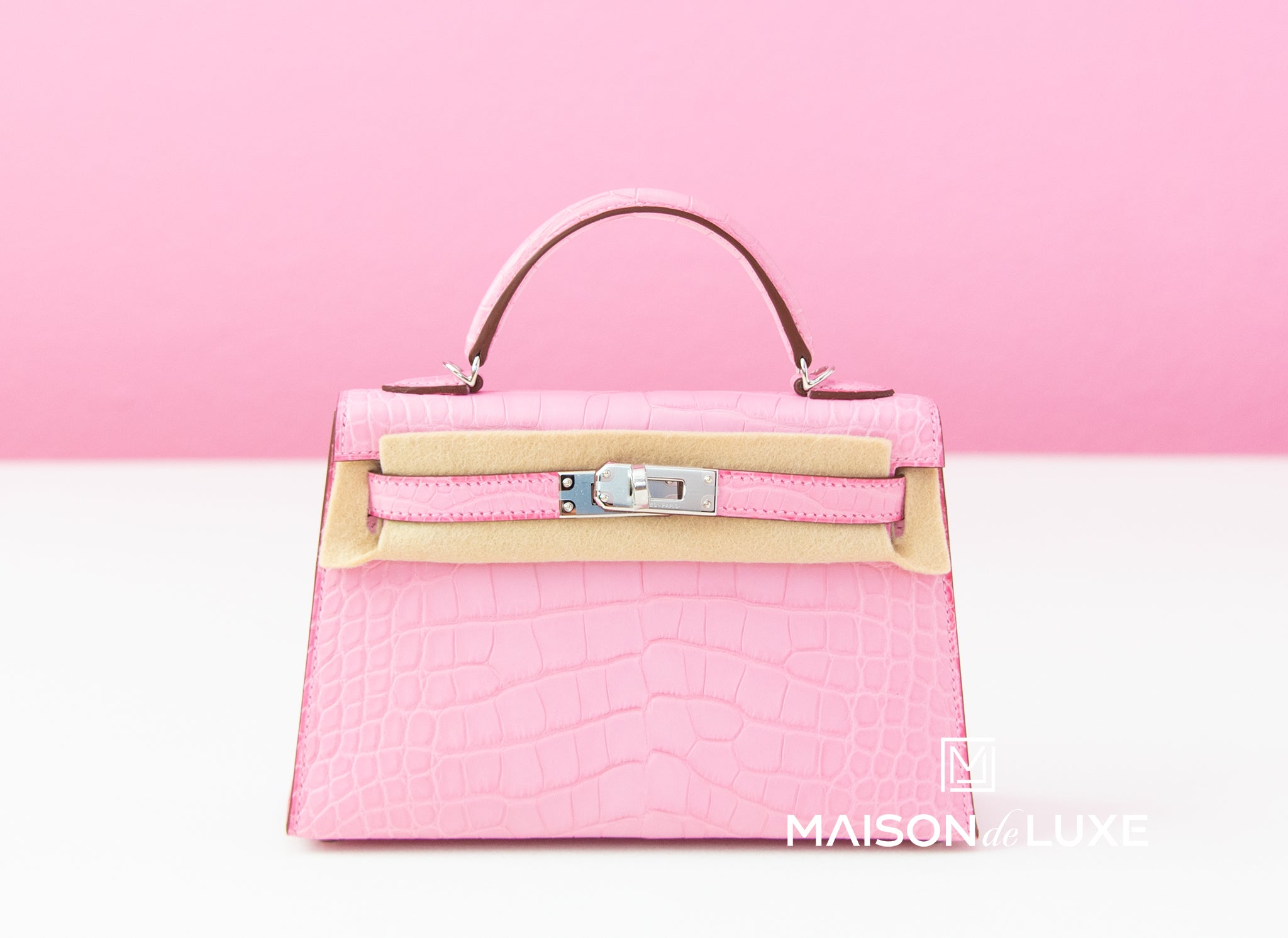 Hermès Kelly Cut Pochette 5P Bubblegum Pink Matte Porosus Crocodile Go