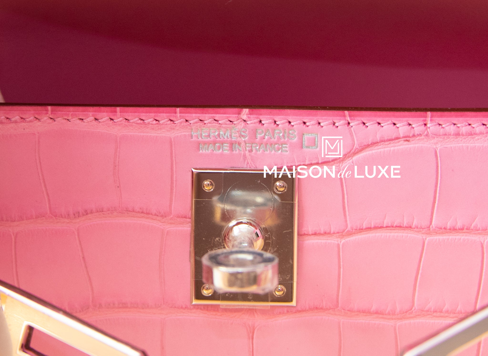 Hermès Kelly Sellier Mini II Pink Bubblegum Matte Crocodile