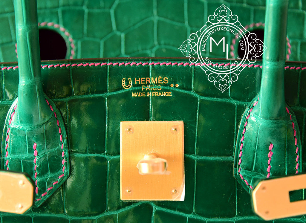 Hermès Birkin Limited Edition 30 Vert Emeraude Patchwork Crocodile Por —  The French Hunter