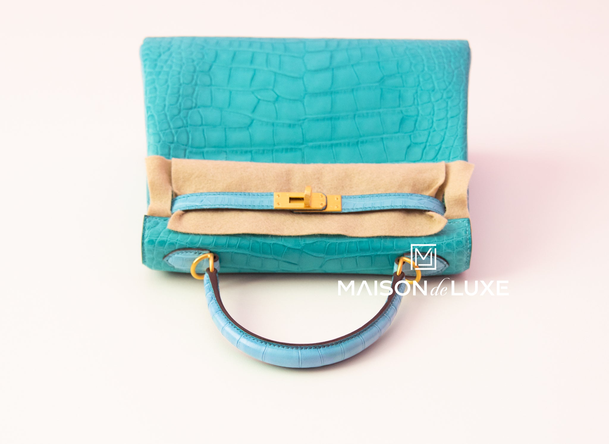 Hermès Kelly Bleu Paon Sellier Handbag