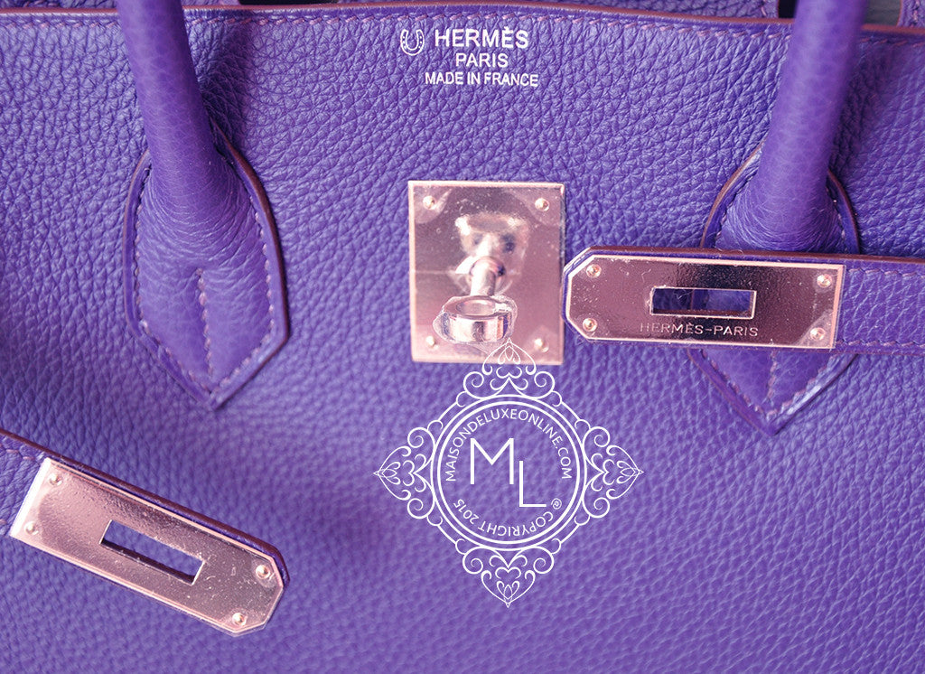 Hermes Iris Purple + Gris Gray Bicolor Togo Birkin 35 cm - MAISON de LUXE