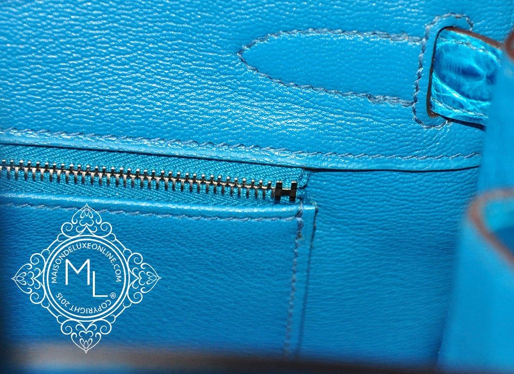 Blue Crocodile Hermes Birkin Handbag –