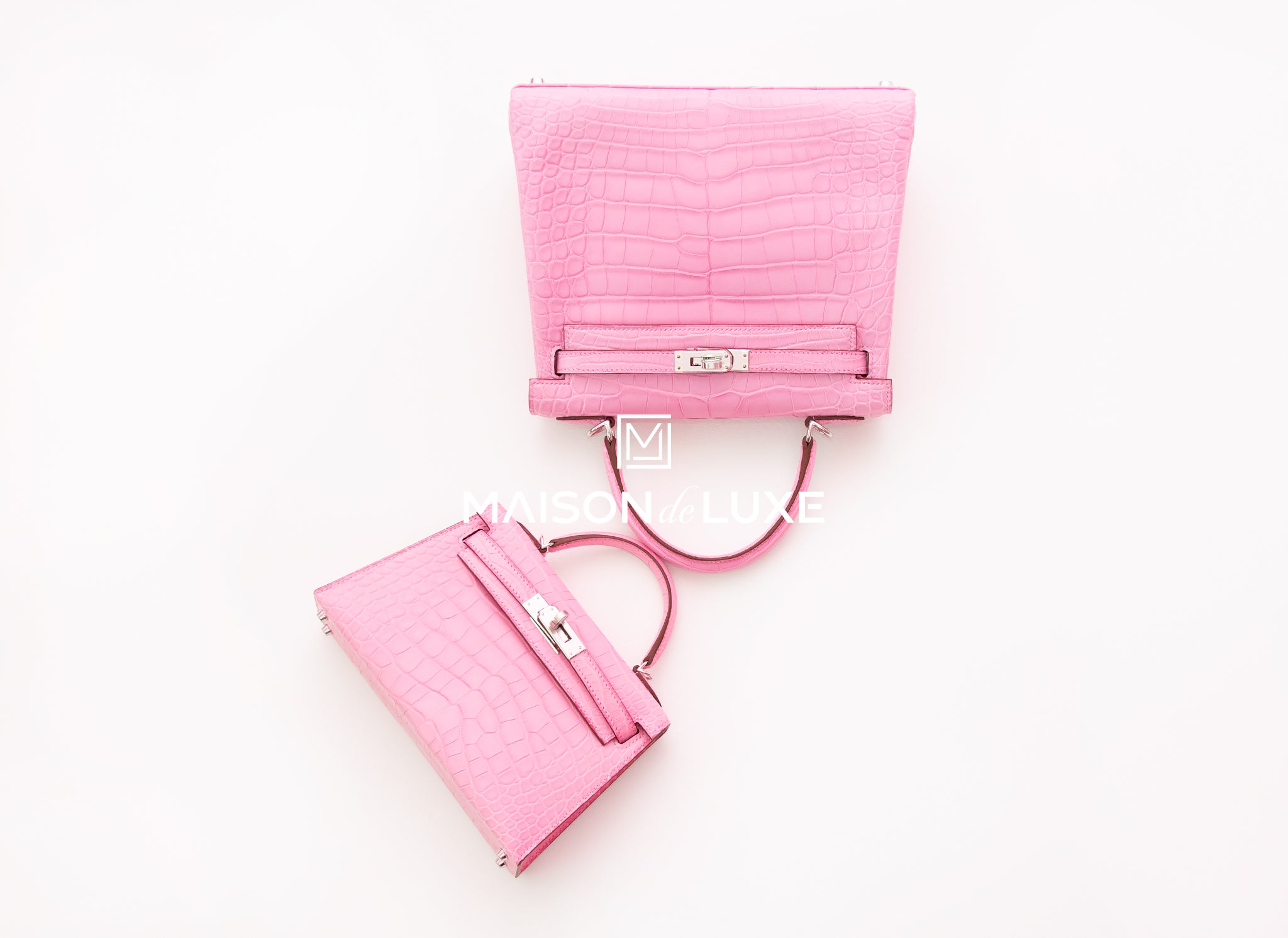 Hermès Kelly Cut Pochette 5P Bubblegum Pink Matte Porosus Crocodile Go