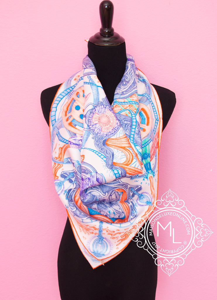 Hermes Blue Twill Silk 90 cm The Horsawards Scarf