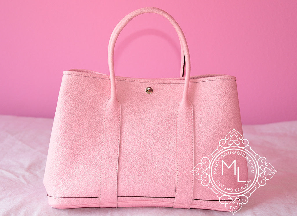 HERMES Garden Party PM Leather Tote Handbag Pink