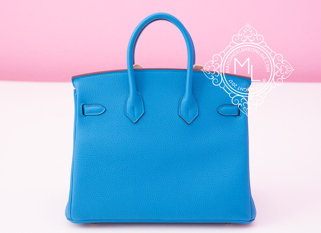 Hermes Birkin 25cm Blue Zanzibar Togo Handbag