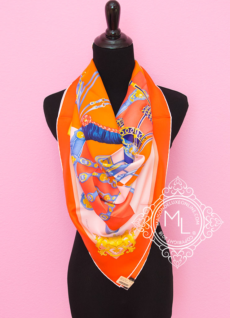 Hermès Silk Carré Scarf Orange Cuir du Desert ○ Labellov ○ Buy