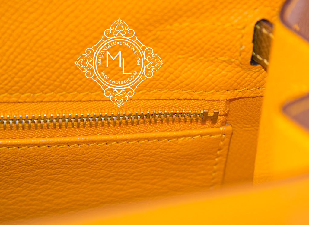 Hermès Jige Jaune D'or Epsom Elan, 2016 (Like New), Orange/Yellow Womens Handbag