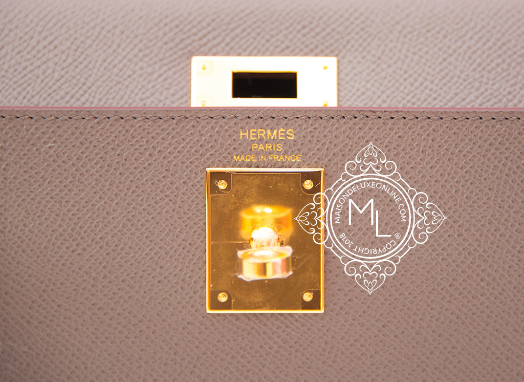 Hermès Kelly 28 Gris Mouette Sellier Epsom Gold Hardware GHW