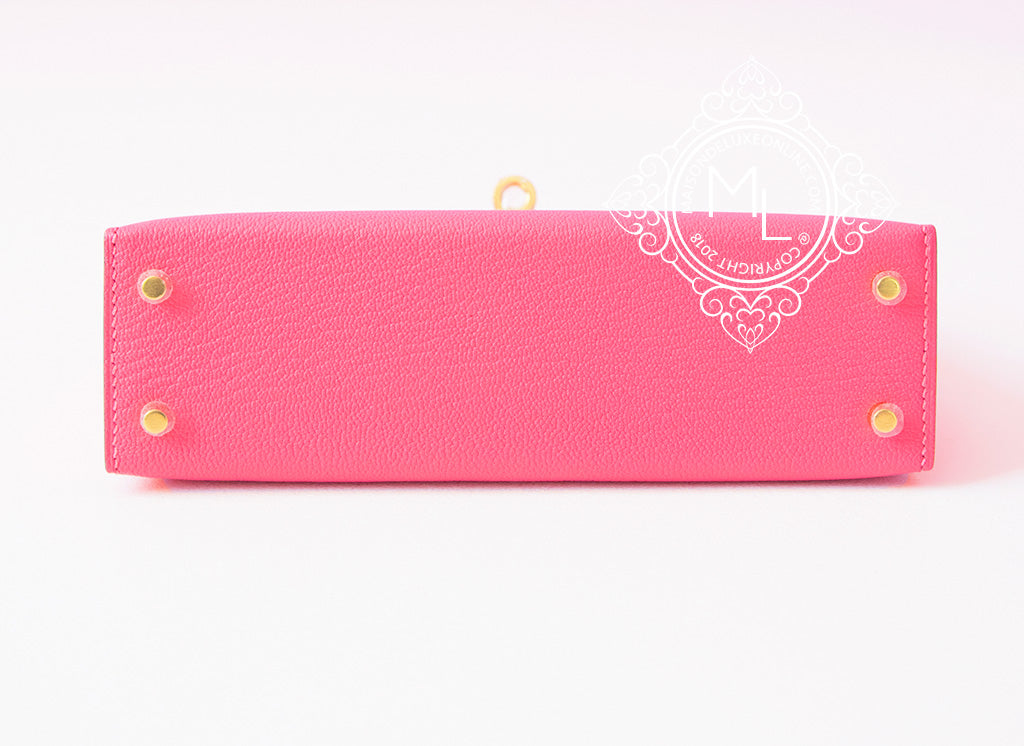 Kelly mini leather handbag Hermès Pink in Leather - 36076162