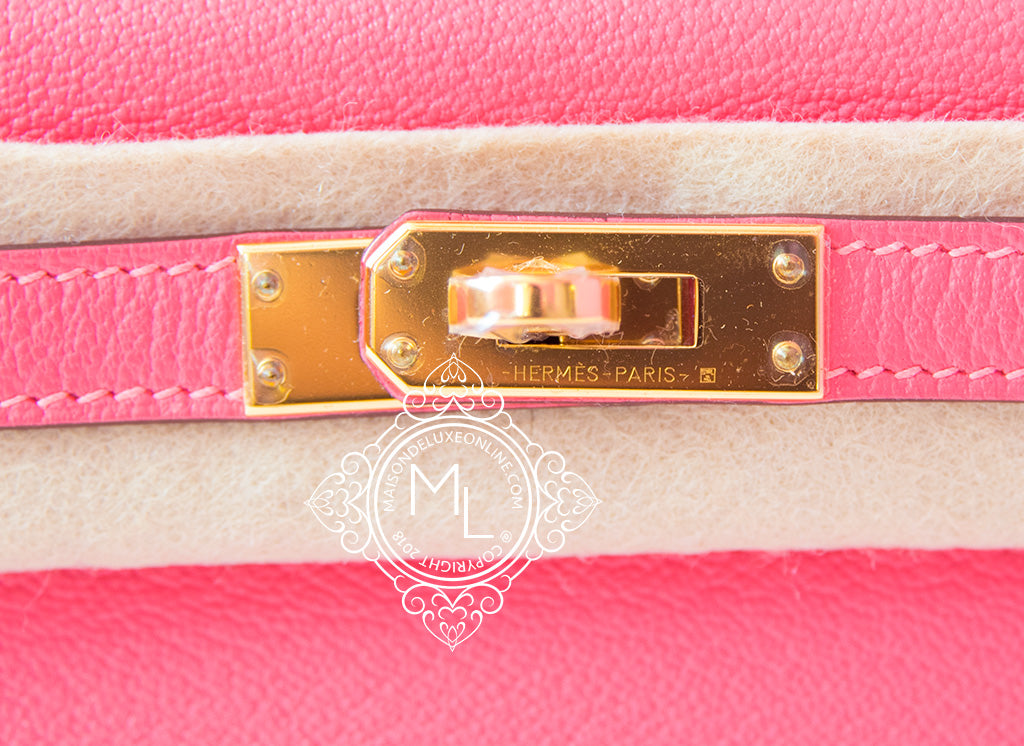 Kelly mini leather handbag Hermès Pink in Leather - 35977066