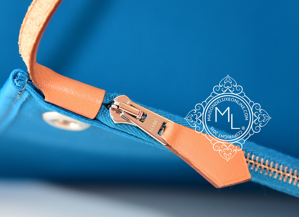 Hermes Blue Izmir Canvas Zip Herbag 31 Pm Kelly Handbag – MAISON