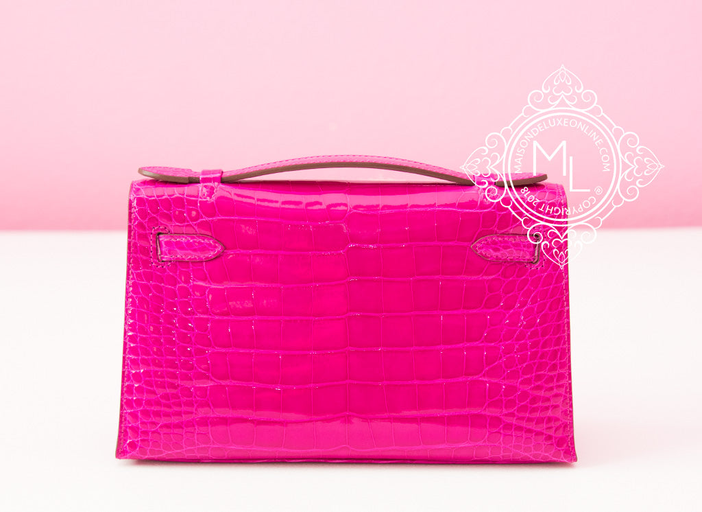 Hermes Mini Kelly Pink Croc Skin, Women's Fashion, Bags & Wallets, Purses &  Pouches on Carousell
