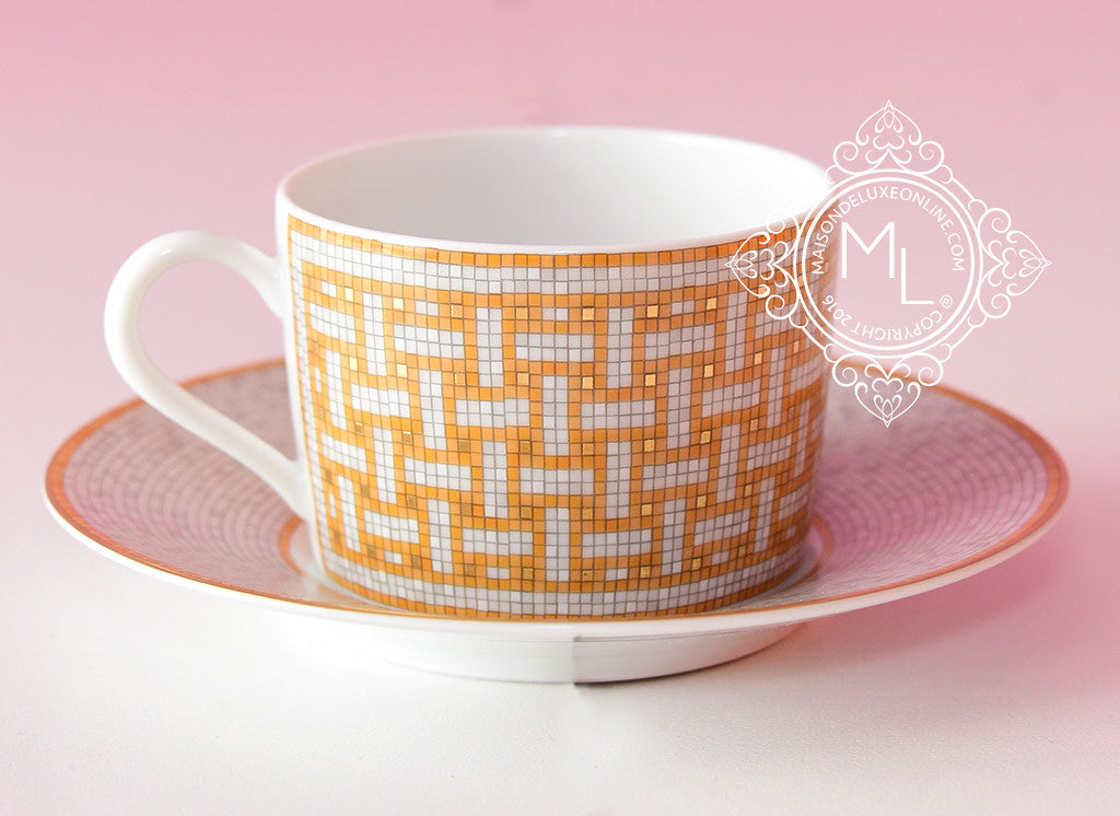 New HERMES Mosaique au 24 gold Porcelain Tea Sugar box, small model P026061P