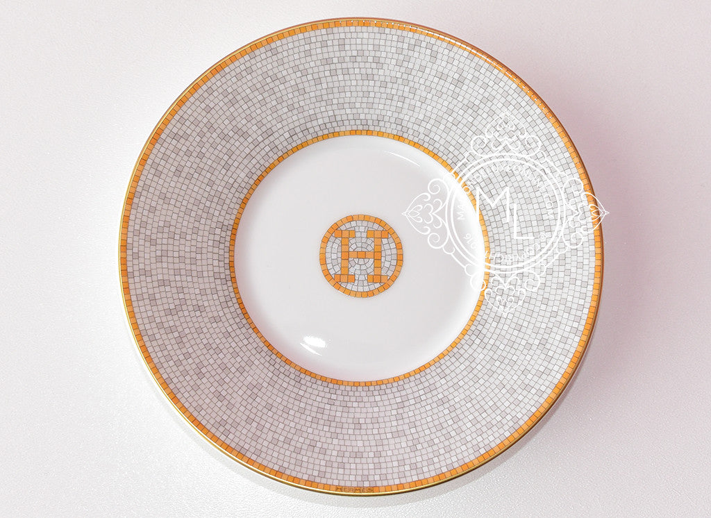 Hermes Mosaique au 24 Gold Tea Cup and Saucer - Set of 2