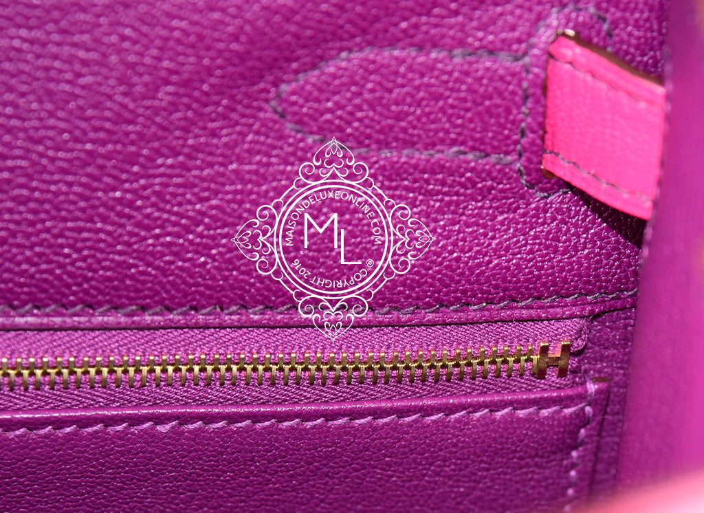 Hermes 5P Pink Rose Shocking Anemone Purple Sellier Chevre Kelly 28 –  MAISON de LUXE