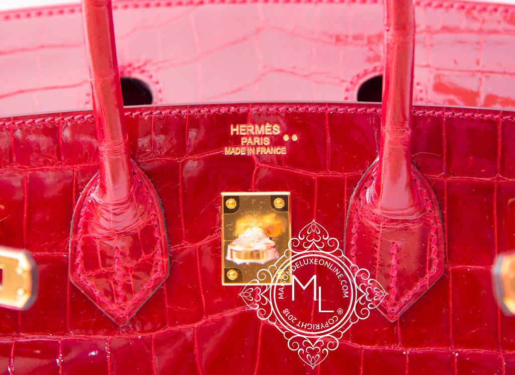 Luxury Buyers - Previously Worshipped Hermes 35cm Braise Red Crocodile  Birkin Bag! #Ferrari #Red #ferrarired Priced To Sell! only 30k! #hermes # hermesbirkin #hermeskelly #birkinbag #kellybag #birkinbags  #hermesbirkincroco #hermesbirkinbag