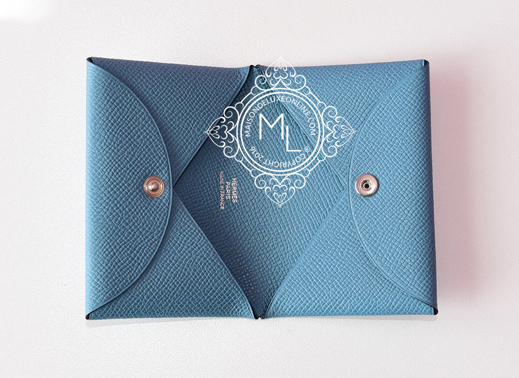 Hermès Calvi Cardholder - Blue Wallets, Accessories - HER543579