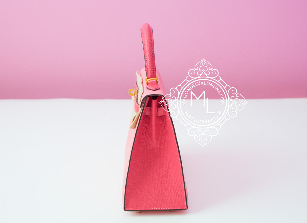 Hermes Kelly 25 Sellier Bag Pink Rose Confetti Palladium Hardware Epso –  Mightychic