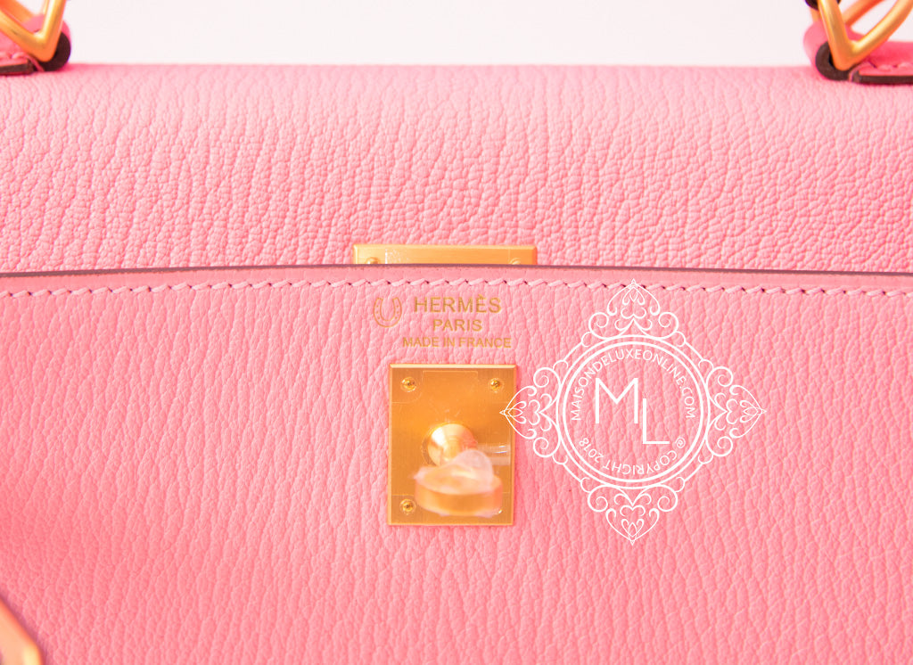 Hermès Kelly 20cm Verso Rose Confetti with Sanguine Interior