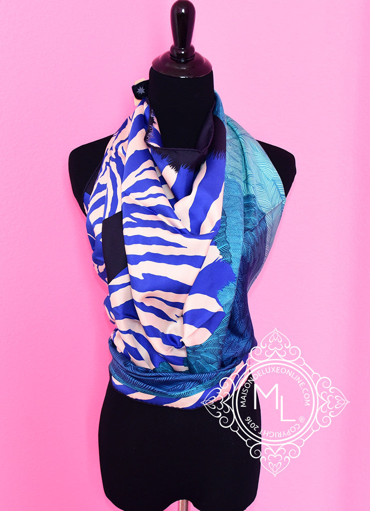 Hermes Twill Silk 90 cm Zebra Pegasus Scarf - New - Sale Item - MAISON de LUXE - 1