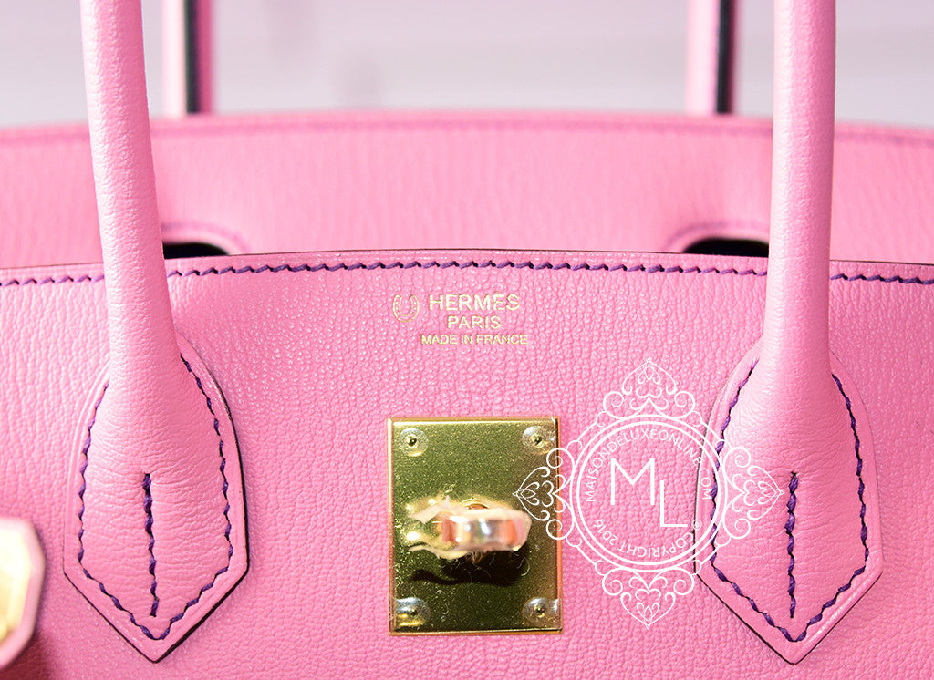 Hermès Hermès 30cm Rose Pourpre And Raisin Chevre Leather Special