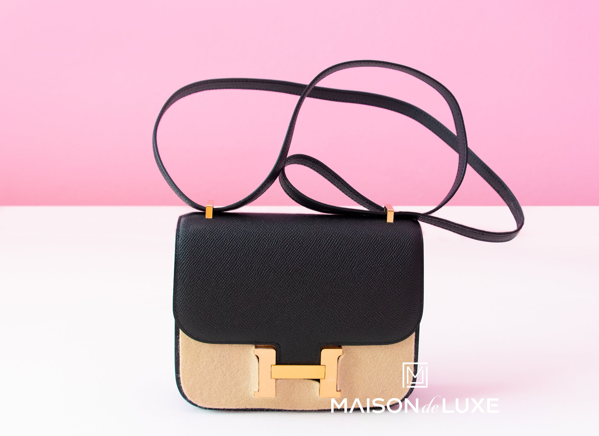 CONSTANCE MINI BLACK WITH ROSE GOLD HARDWARE