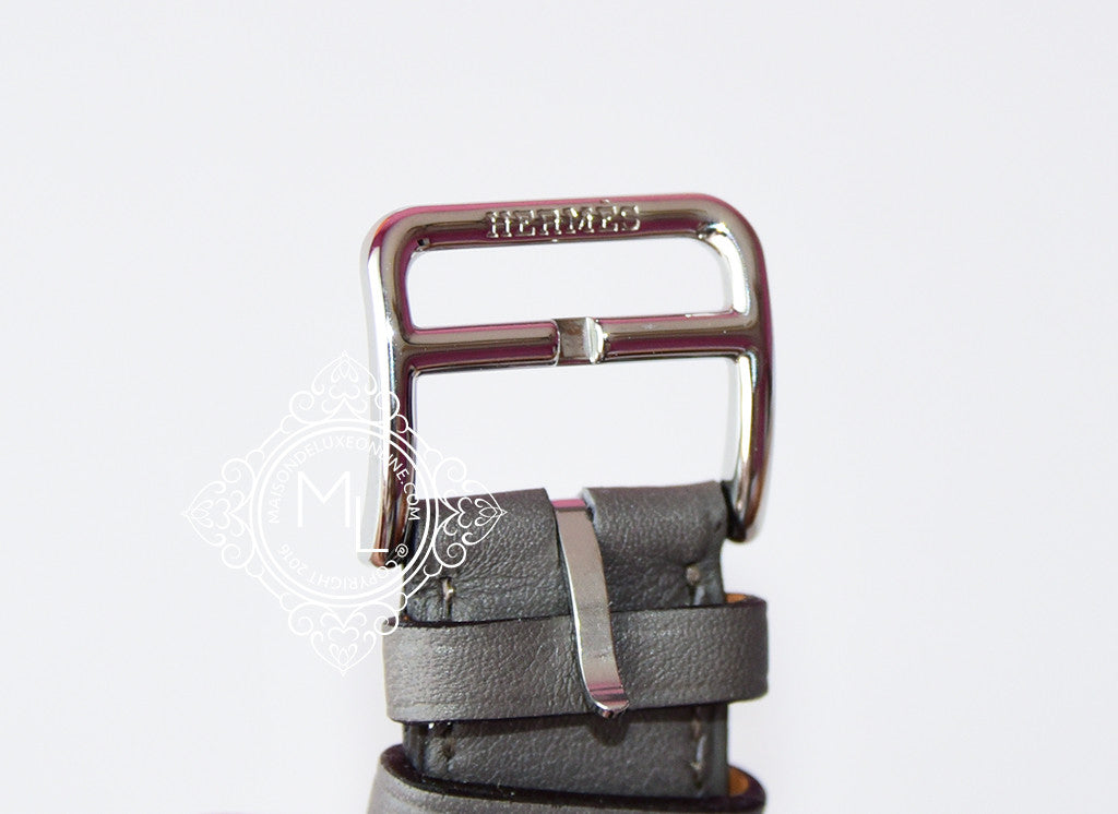 Hermes Beton/Etain Printed Leather 38mm Apple Watch Strap