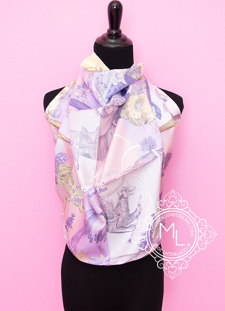 Hermes Purple Twill Silk 90 cm Della Cavalleria Favolosa Scarf