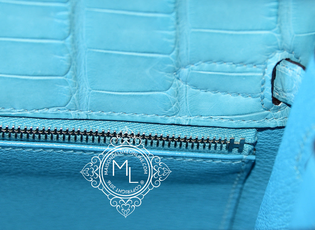 Hermes Blue Saint CYR Matte Crocodile Kelly 25 Handbag – MAISON de