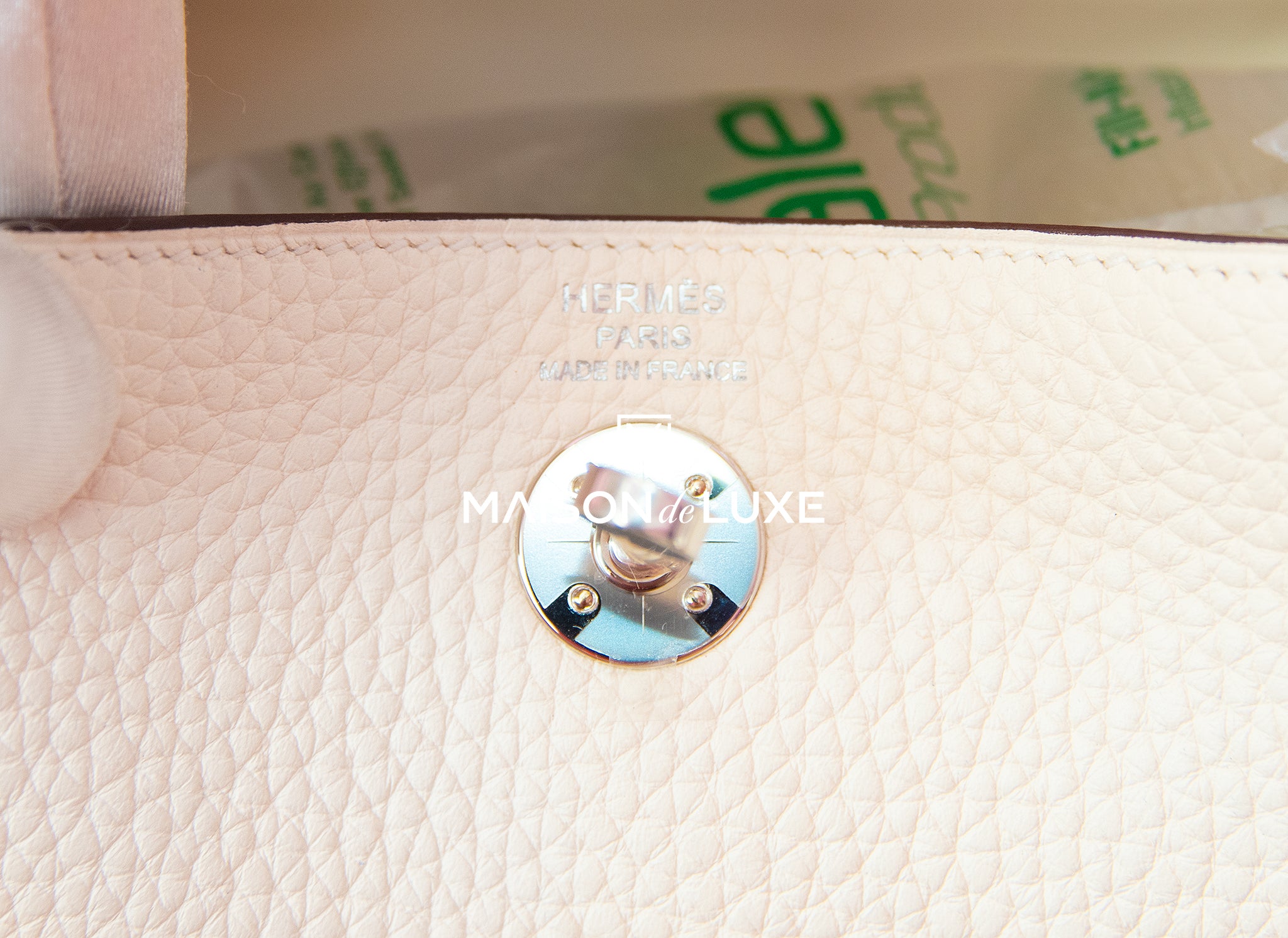 Hermès Nata/Lime Swift Leather Palladium Finish Mini Lindy Bag Hermes