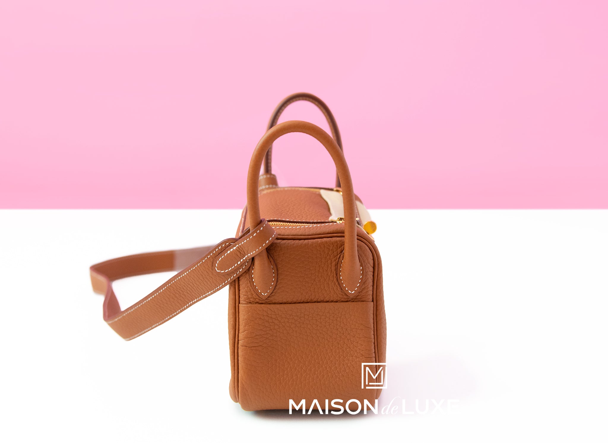 Hermes Gold Brown Tan Clemence Mini Lindy Handbag Bag –, 43% OFF