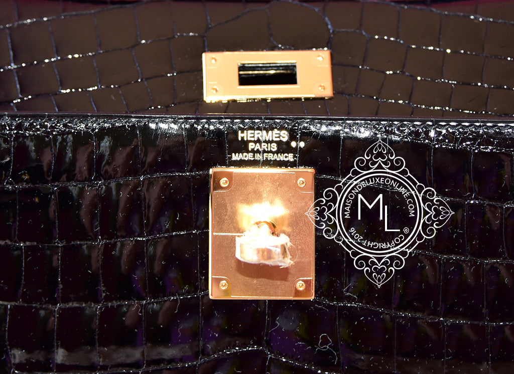 Hermes Kelly 28 Sellier Noir Black Epsom Gold Hardware For Sale at