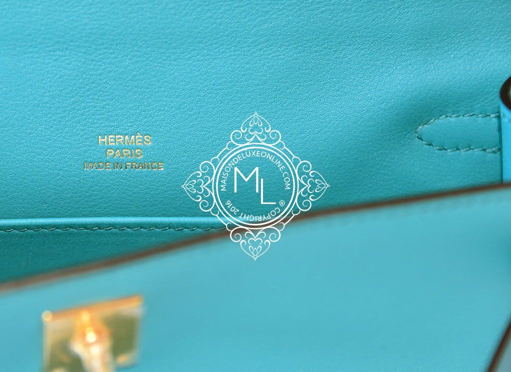 Hermes Bleu Paon GHW Mini Kelly Pochette Clutch