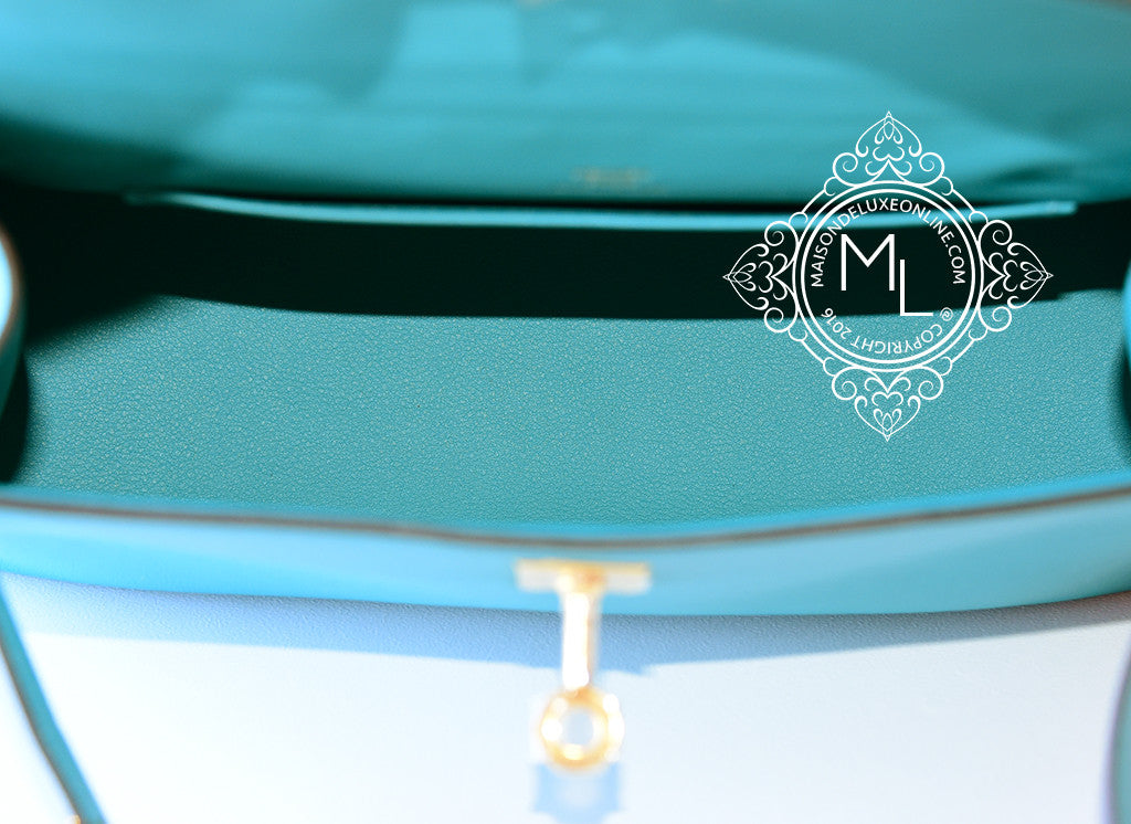 Hermès Kelly Mini Pochette GHW Blue Leather ref.716202 - Joli Closet