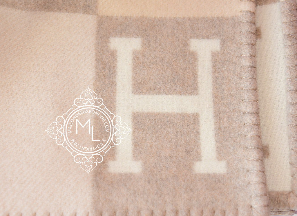 Hermes Large Camel Wool Cashmere H Avalon Blanket Throw – MAISON