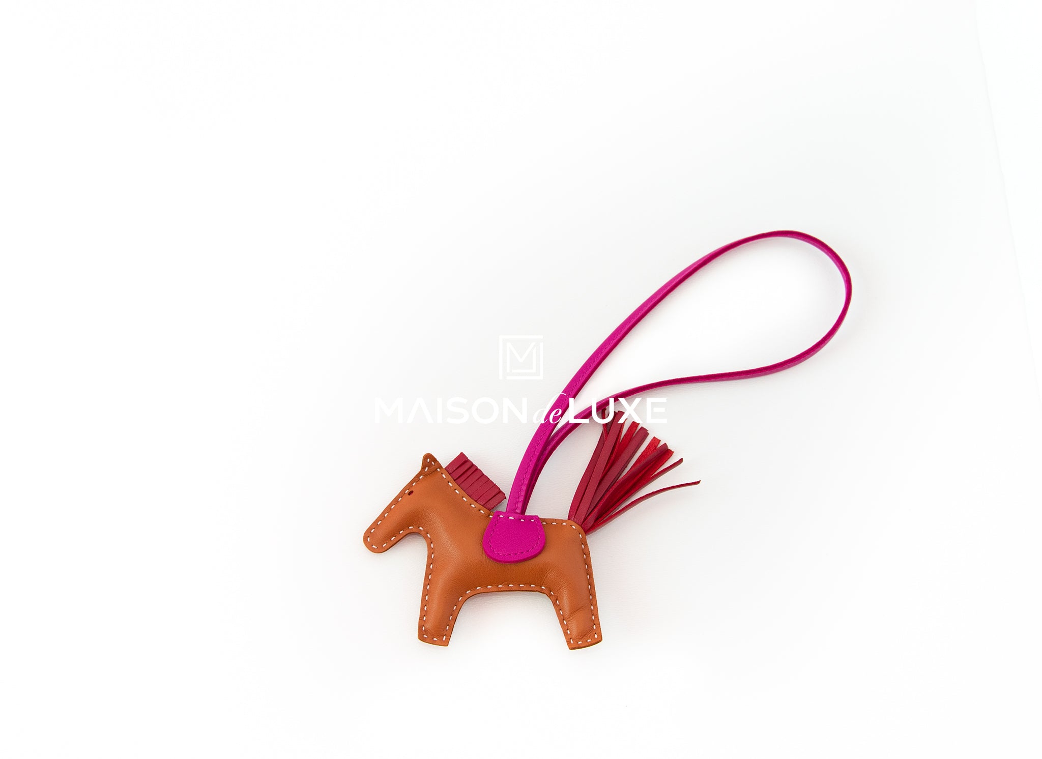 Hermes Rose Pourpre/Celeste/Gold Lambskin Leather Grigri Rodeo Horse PM Bag Charm