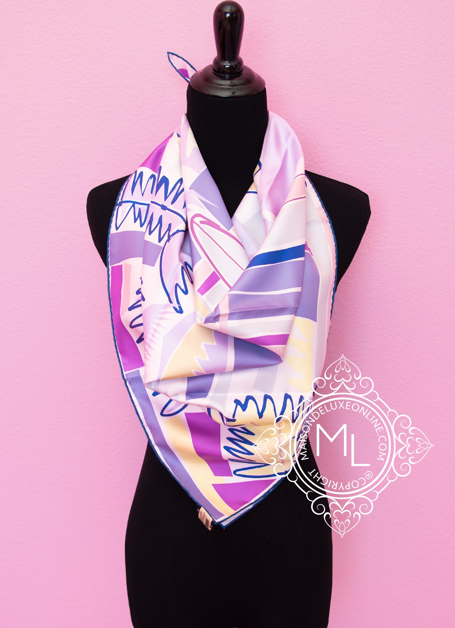 Hermes Les Cles Purple Giant Silk Shawl Scarf